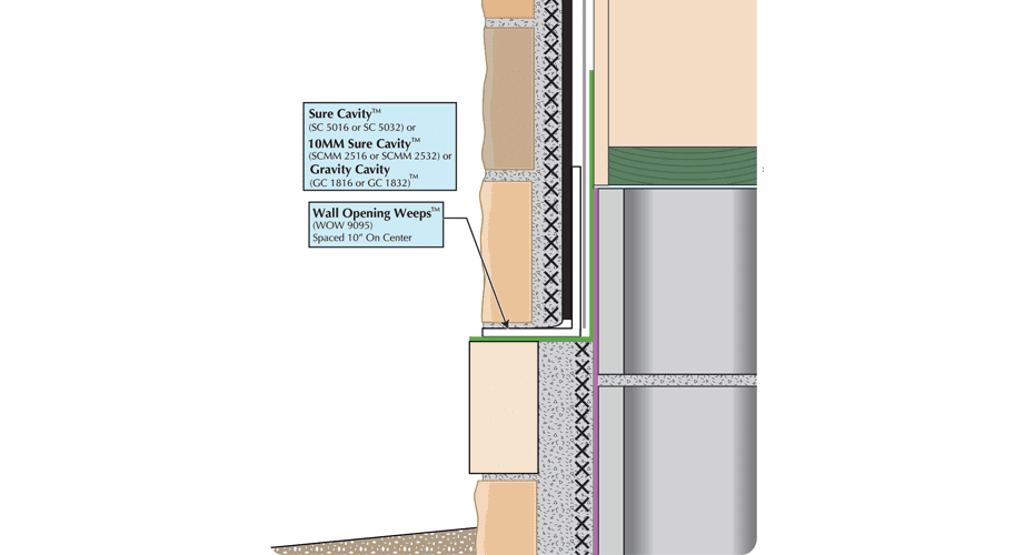 Thin Stone Band Stone With Wall Opening Weeps Thin Stone Veneer Run to Grade with Band Stone Image