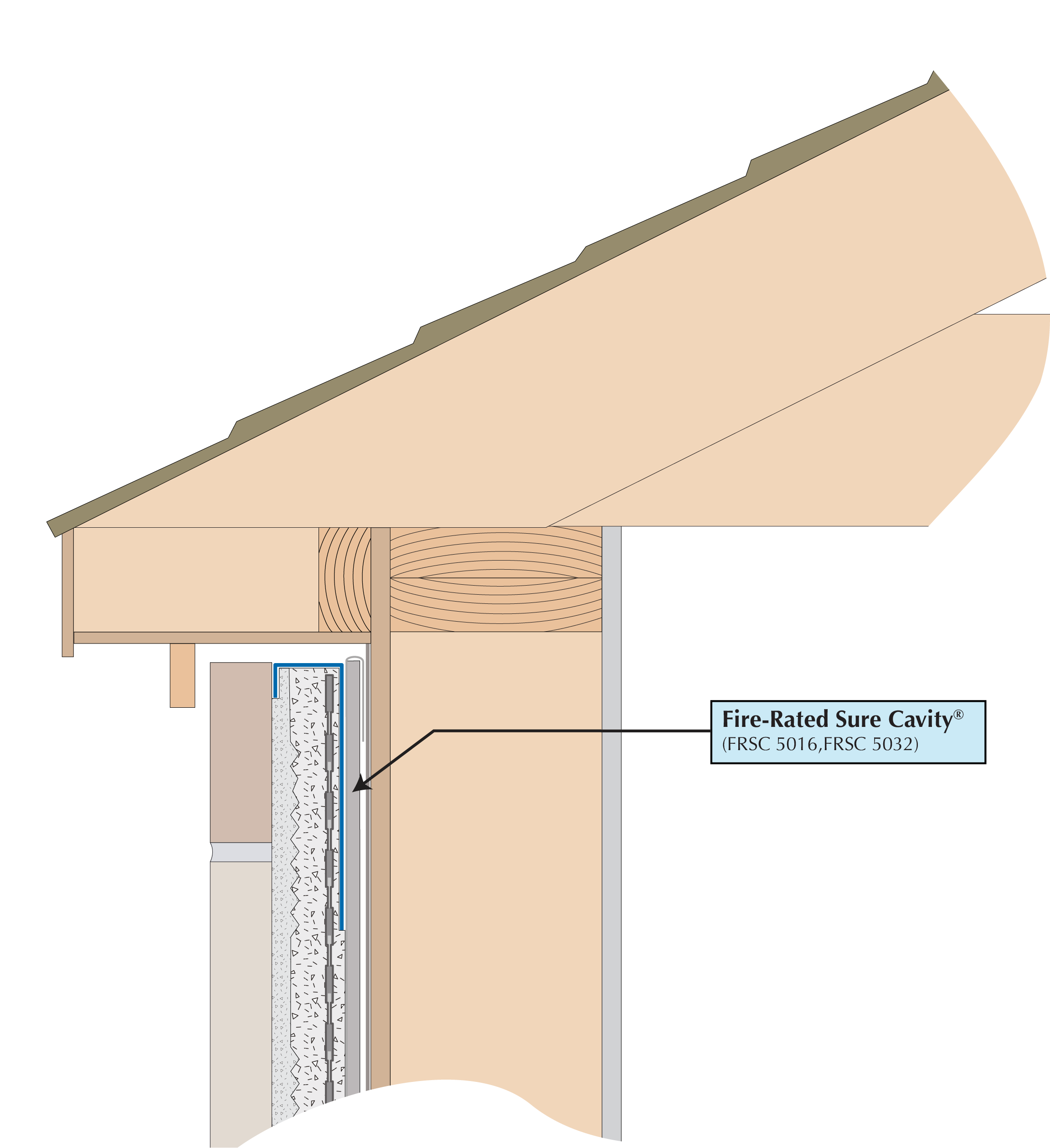 01ST05WD003_image Thin Stone Veneer to Top-Vented Wall Stopped at Soffit With Fire-Rated Sure Cavity® Image